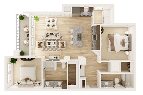 Dalton Austin Residences in Pflugerville, Texas Two Bedroom Floor Plan